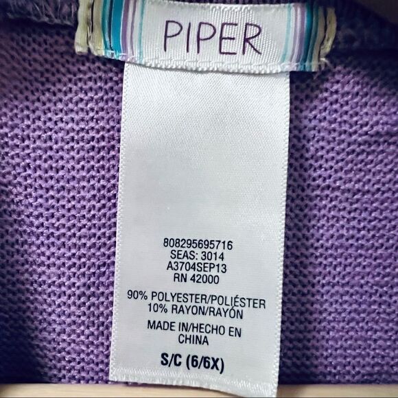 Piper purple white print shiny sequin star three quarter sleeve shirt top 6 6X - Picture 6 of 6